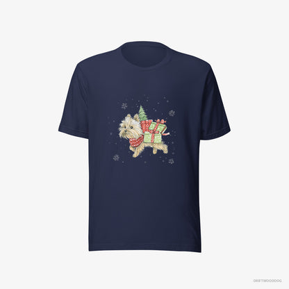 Yorkshire Terrier in a Christmas Run Delivering Gifts Navy T-Shirt