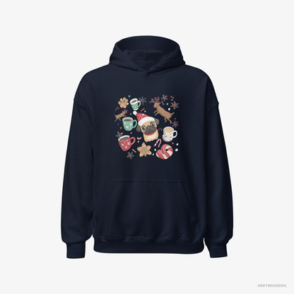 Pug in a Merry Christmas Atmosphere Navy Hoodie