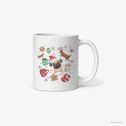 Pug in a Merry Christmas Atmosphere White Mug