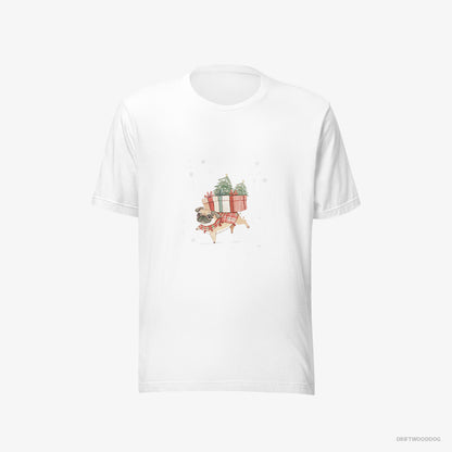 Pug Joyfully Carrying Presents for Christmas White T-Shirt