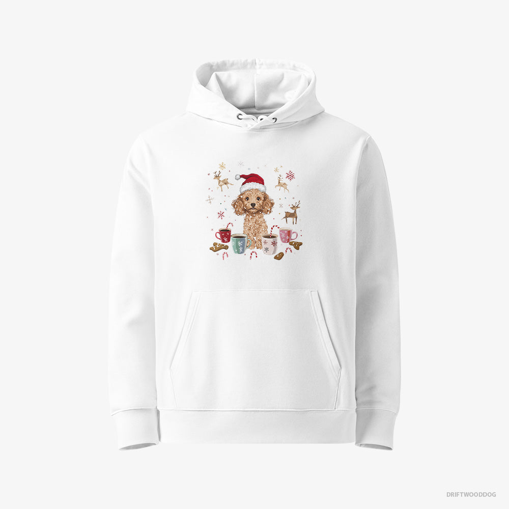 Poodle Hoodie – Women White Hoodie Eco-Friendly – in the Christmas Spirit (on White Background)