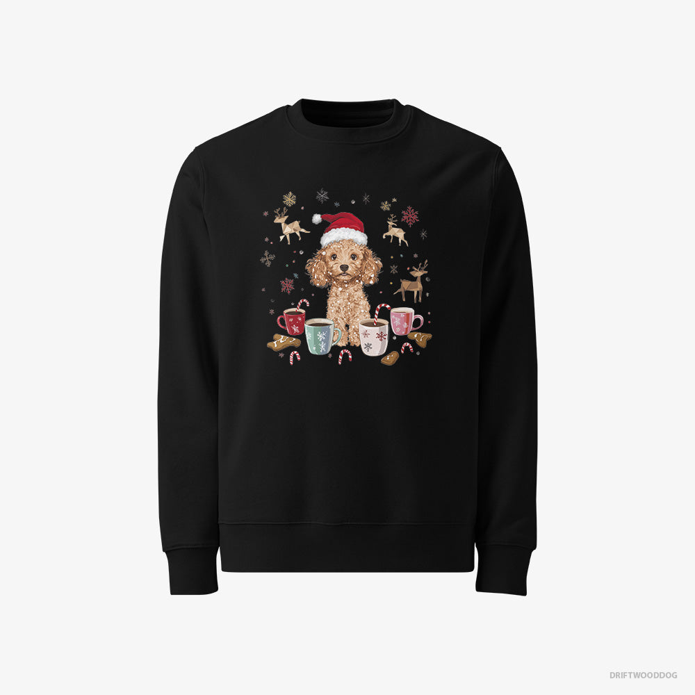 Poodle Sweatshirt – Men Black Sweatshirt Classic – in the Christmas Spirit (on White Background)