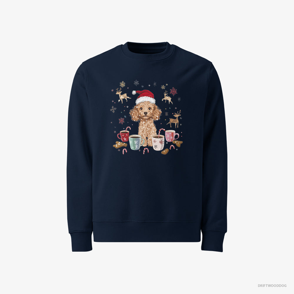 Poodle Sweatshirt – Men Navy Sweatshirt Classic – in the Christmas Spirit (on White Background)