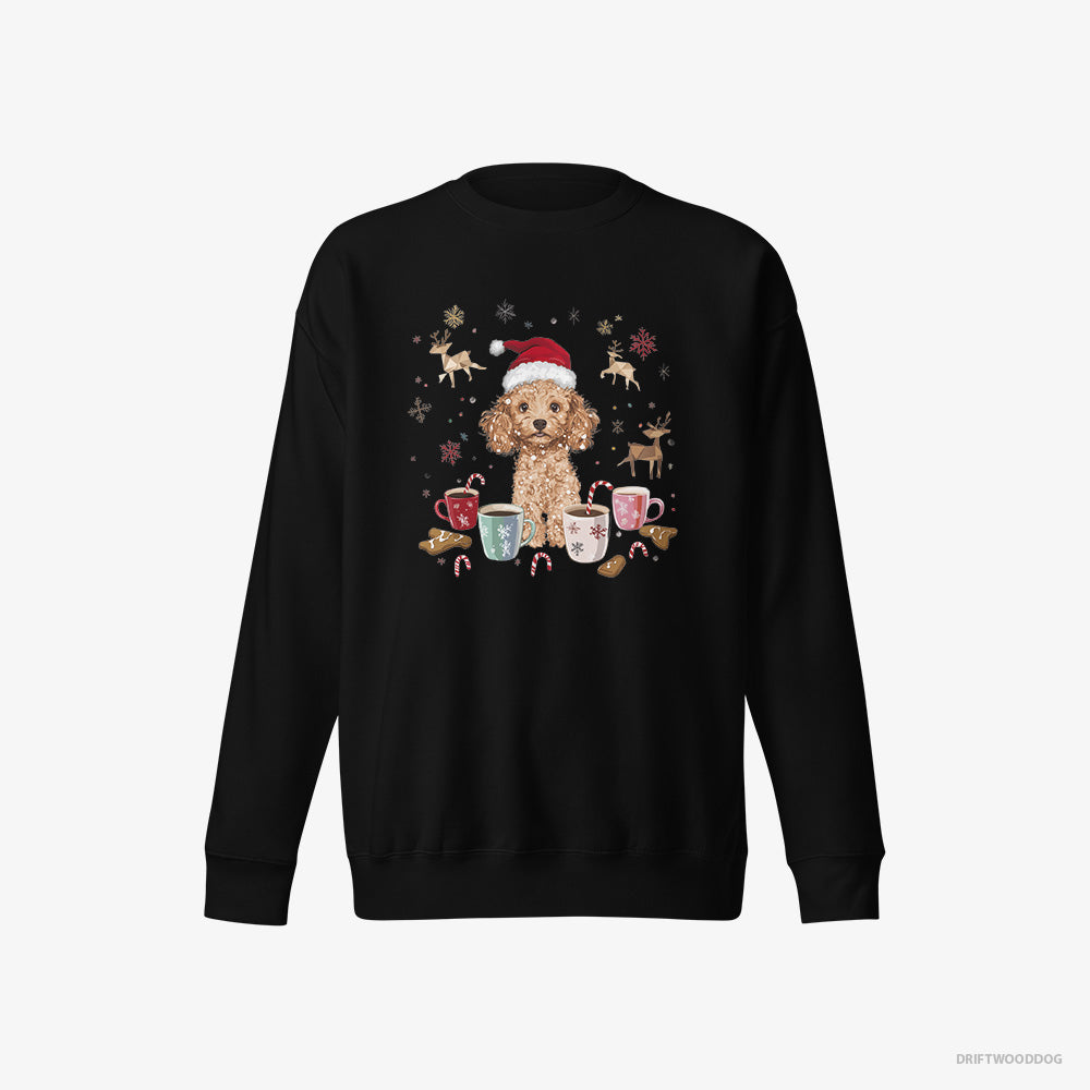 Poodle Sweatshirt – Men Black Sweatshirt Eco-Friendly – in the Christmas Spirit (on White Background)