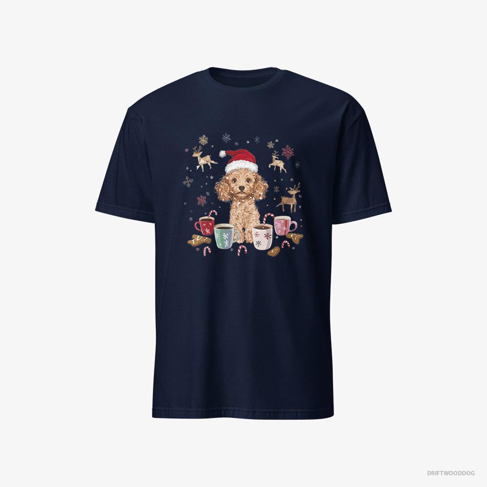 Poodle T-Shirt – Men Navy T-Shirt Classic – in the Christmas Spirit (on White Background)