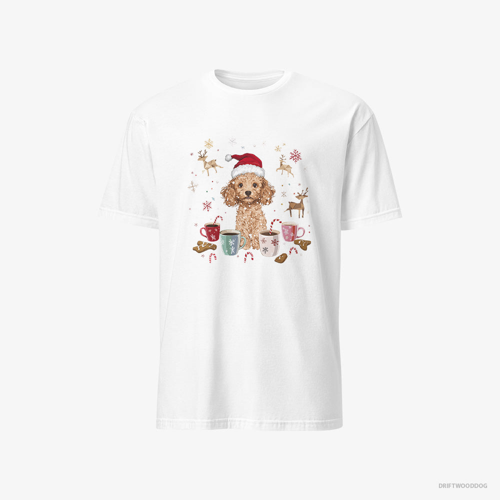 Poodle T-Shirt – Men White T-Shirt Classic – in the Christmas Spirit (on White Background)