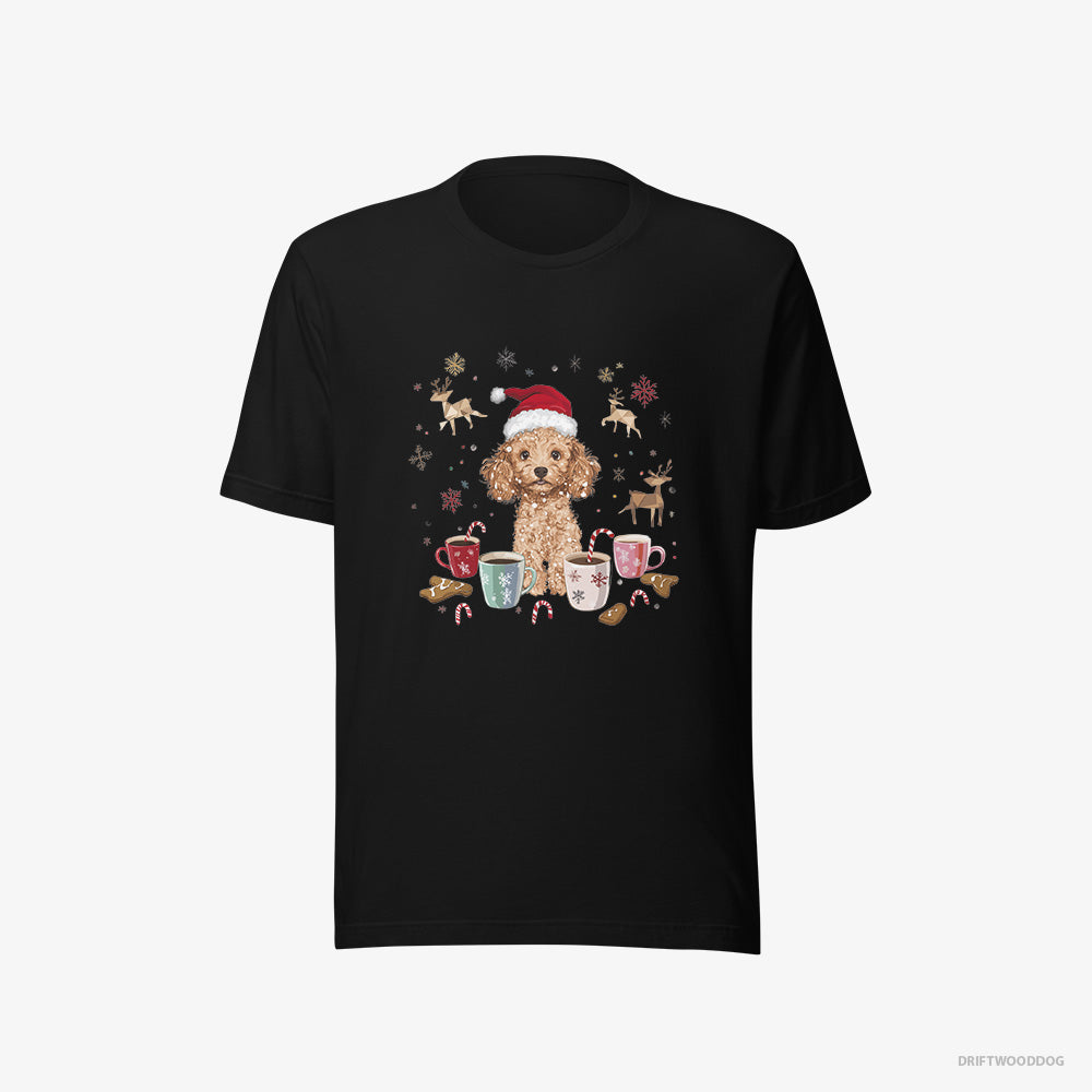 Poodle T-Shirt – Men Black T-Shirt Eco-Friendly – in the Christmas Spirit (on White Background)