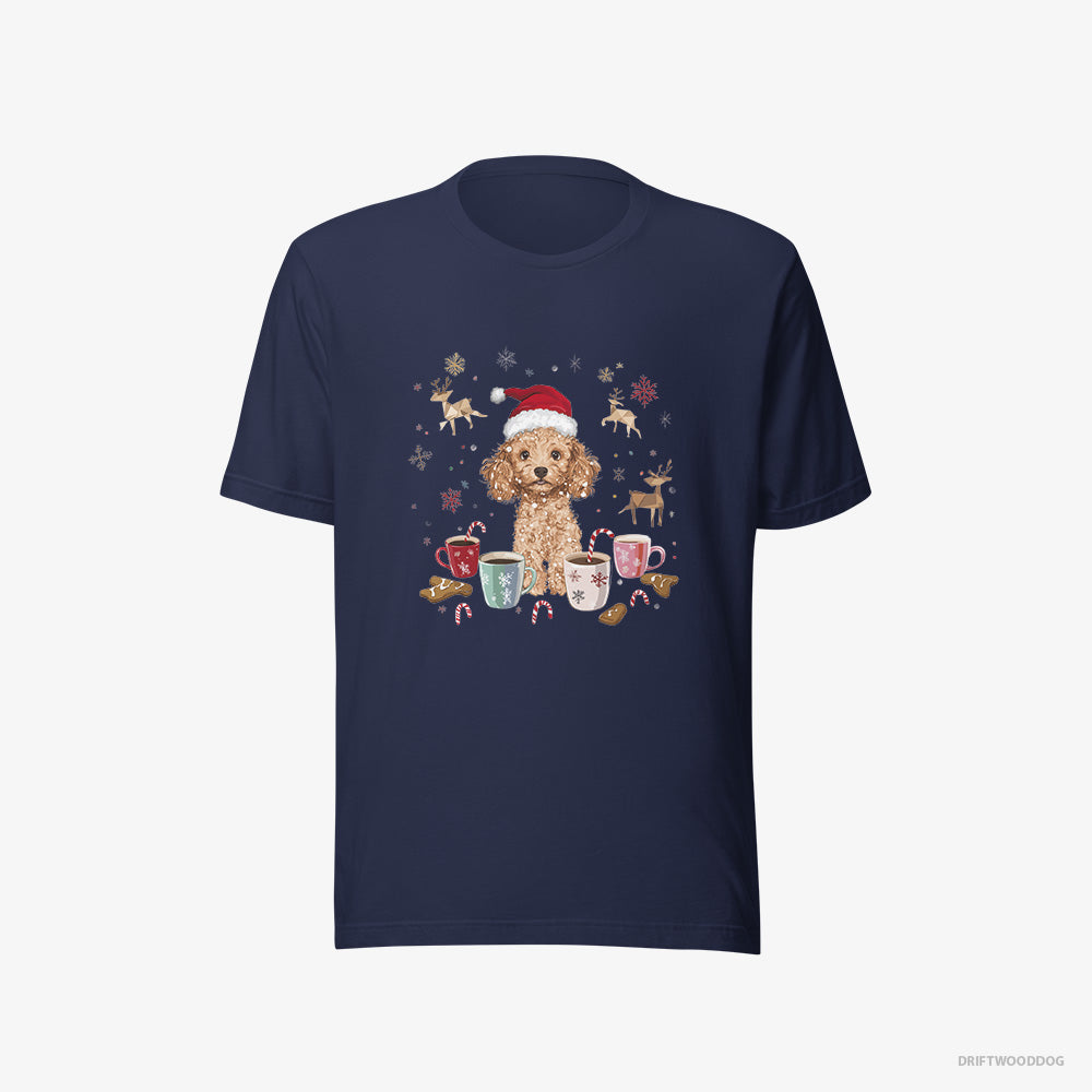 Poodle T-Shirt – Men Navy T-Shirt Eco-Friendly – in the Christmas Spirit (on White Background)