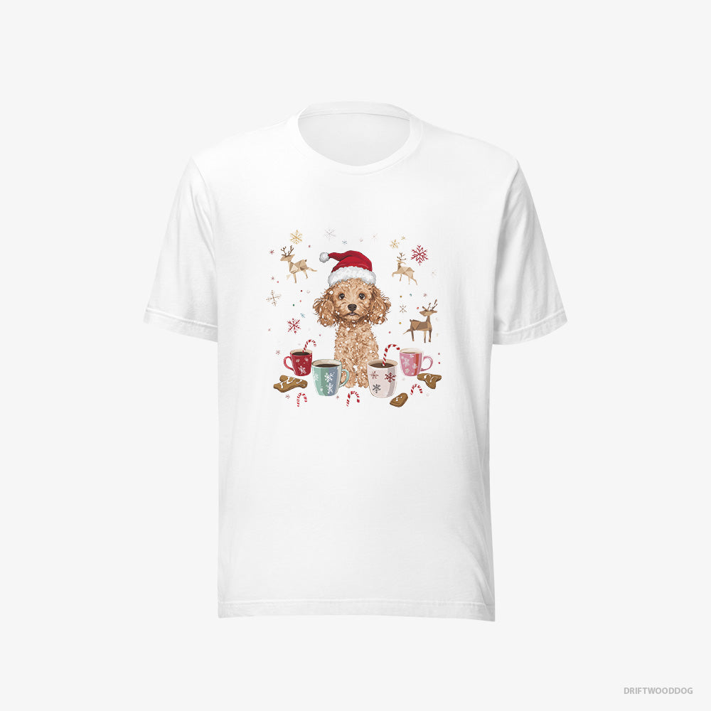 Poodle T-Shirt – Men White T-Shirt Eco-Friendly – in the Christmas Spirit (on White Background)