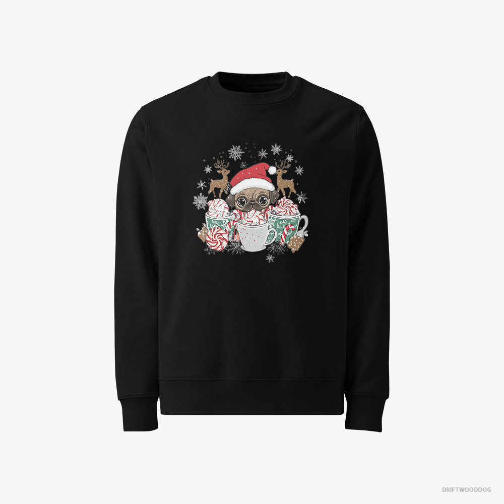 Funny Pug in a Cozy Christmas Setting – Women's Sweatshirt Black – Classic