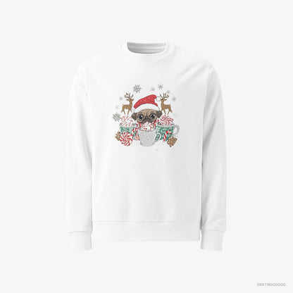 Pug in a Cozy Christmas Setting White Sweatshirt