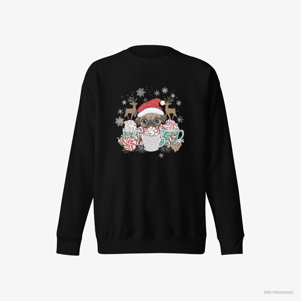 Funny Pug in a Cozy Christmas Setting – Men's Sweatshirt Black Eco – Eco-Friendly