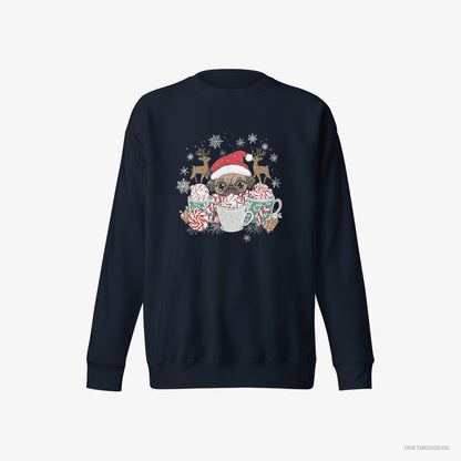 Pug in a Cozy Christmas Setting Navy Sweatshirt