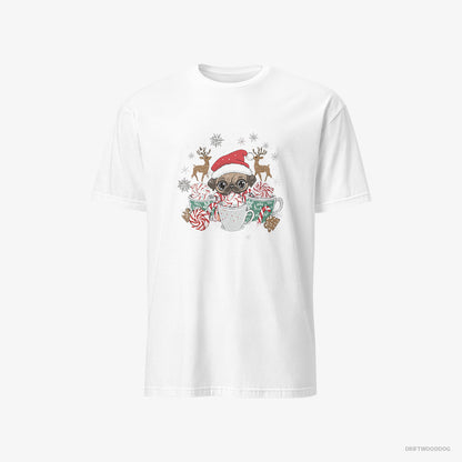 Pug in a Cozy Christmas Setting White T-Shirt