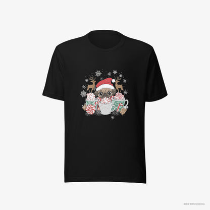 Pug in a Cozy Christmas Setting Black T-Shirt