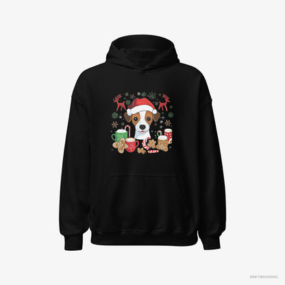 Jack Russell Terrier in a Joyous Christmas Vibe Black Hoodie