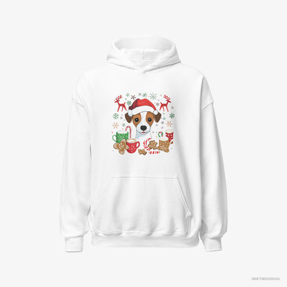 Jack Russell Terrier Hoodie – Men White Hoodie Classic – in a Joyous Christmas Vibe (on White Background)