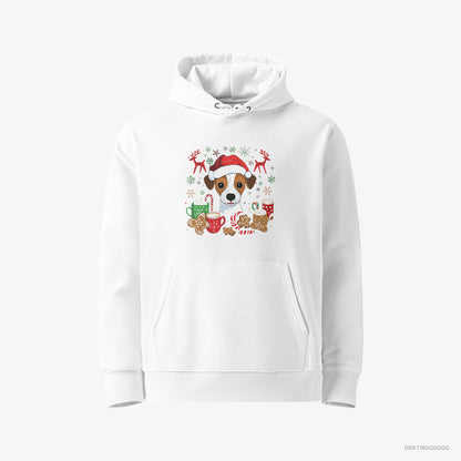 Jack Russell Terrier in a Joyous Christmas Vibe White Hoodie