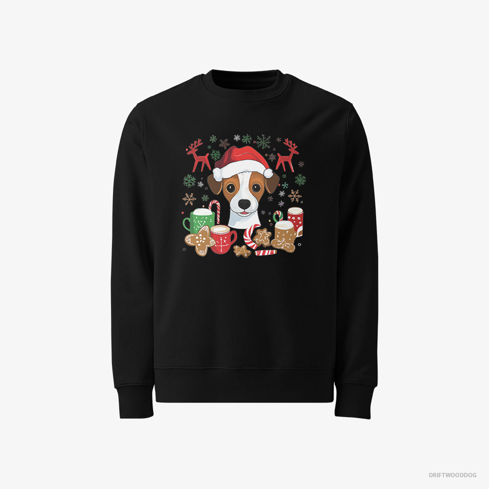 Jack Russell Terrier Sweatshirt – Men Black Sweatshirt Classic – in a Joyous Christmas Vibe (on White Background)