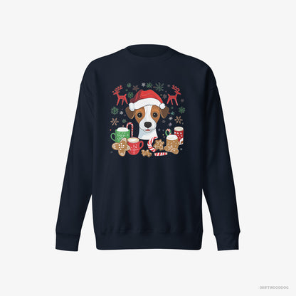 Jack Russell Terrier in a Joyous Christmas Vibe Navy Sweatshirt