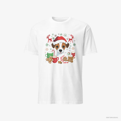 Jack Russell Terrier T-Shirt – Men White T-Shirt Classic – in a Joyous Christmas Vibe (on White Background)