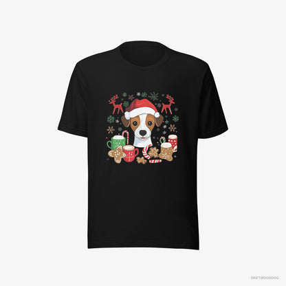 Jack Russell Terrier T-Shirt – Men Black T-Shirt Eco-Friendly – in a Joyous Christmas Vibe (on White Background)