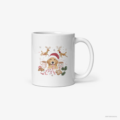 Golden Retriever Surrounded by Christmas Cheer White Mug