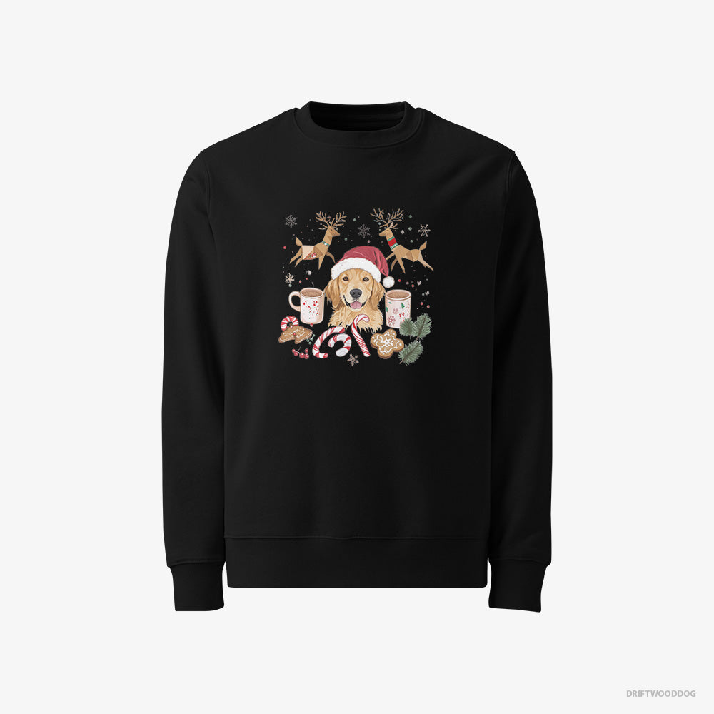 Golden Retriever Sweatshirt – Men Black Sweatshirt Classic – Surrounded by Christmas Cheer (on White Background)