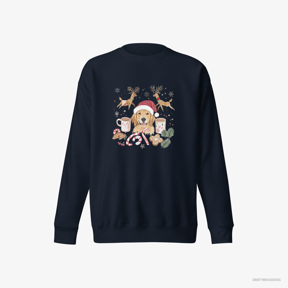 Golden Retriever Surrounded by Christmas Cheer – Men's Sweatshirt Navy Eco – Eco-Friendly