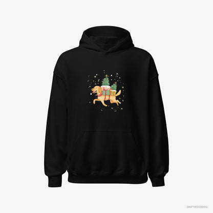 Golden Retriever with Christmas Gifts on Its Back Black Hoodie