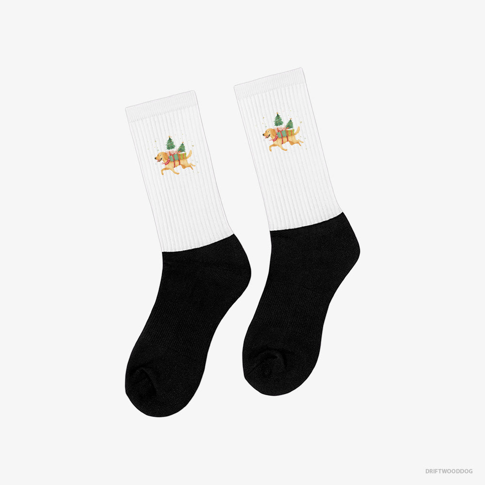 Golden Retriever with Christmas Gifts on Its Back Classic Socks