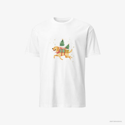 Golden Retriever with Christmas Gifts on Its Back White T-Shirt