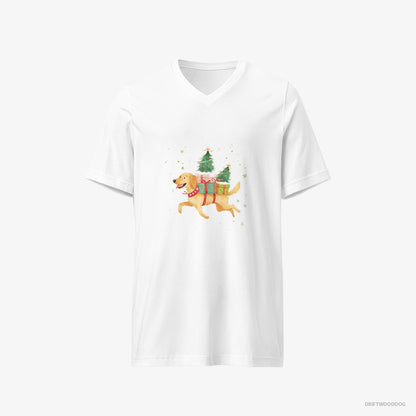 Golden Retriever with Christmas Gifts on Its Back White T-Shirt