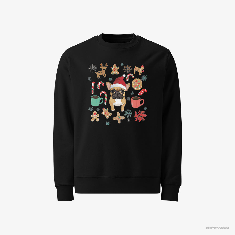 French Bulldog Sweatshirt – Men Black Sweatshirt Classic – Christmas-Inspired (on White Background)