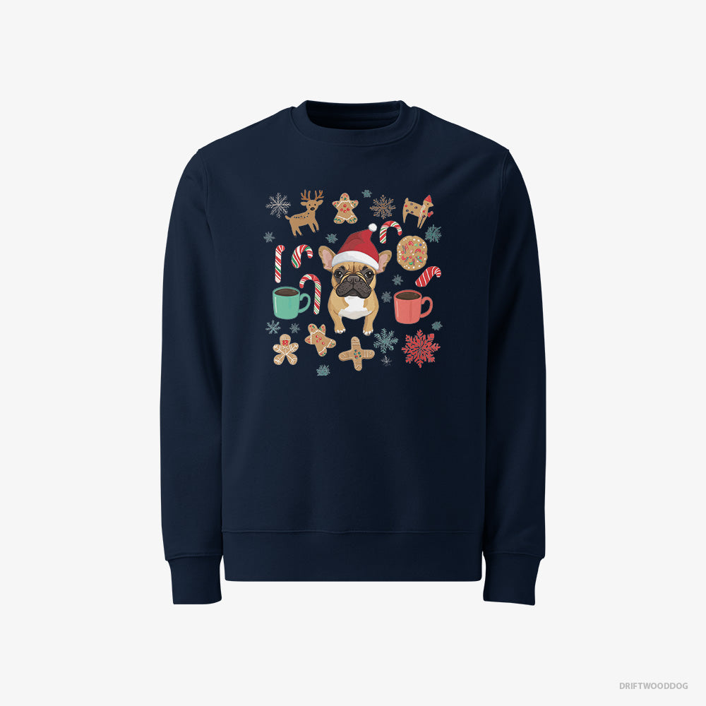 French Bulldog Sweatshirt – Men Navy Sweatshirt Classic – Christmas-Inspired (on White Background)