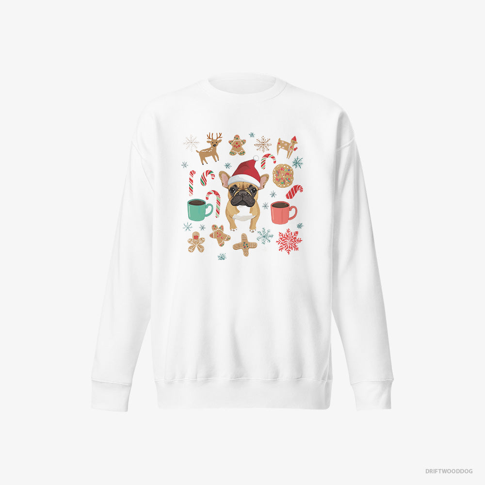 French Bulldog Sweatshirt – Men White Sweatshirt Eco-Friendly – Christmas-Inspired (on White Background)