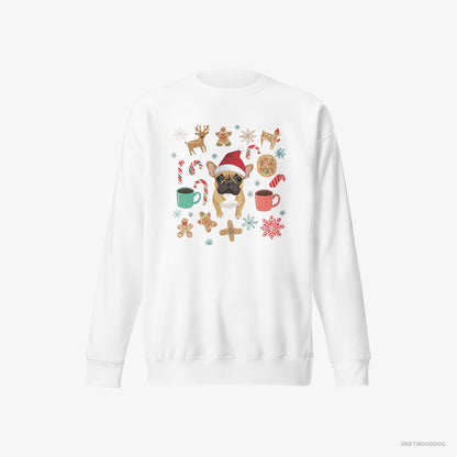 French Bulldog Christmas-Inspired White Sweatshirt