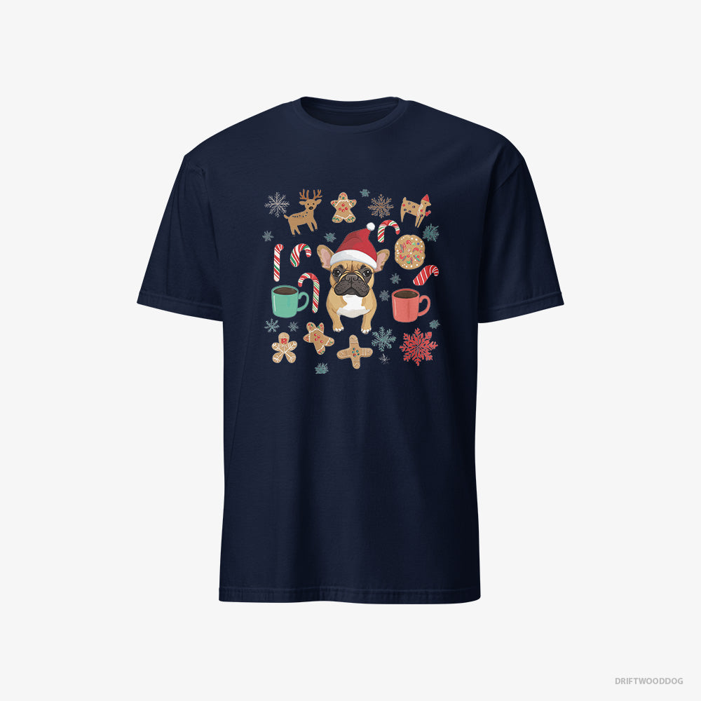 French Bulldog T-Shirt – Men Navy T-Shirt Classic – Christmas-Inspired (on White Background)