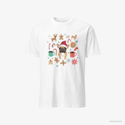 French Bulldog Christmas-Inspired White T-Shirt