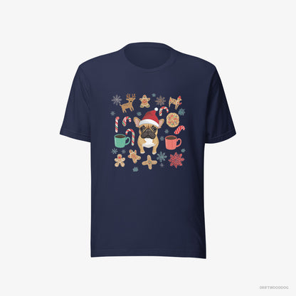 French Bulldog Christmas-Inspired Navy T-Shirt