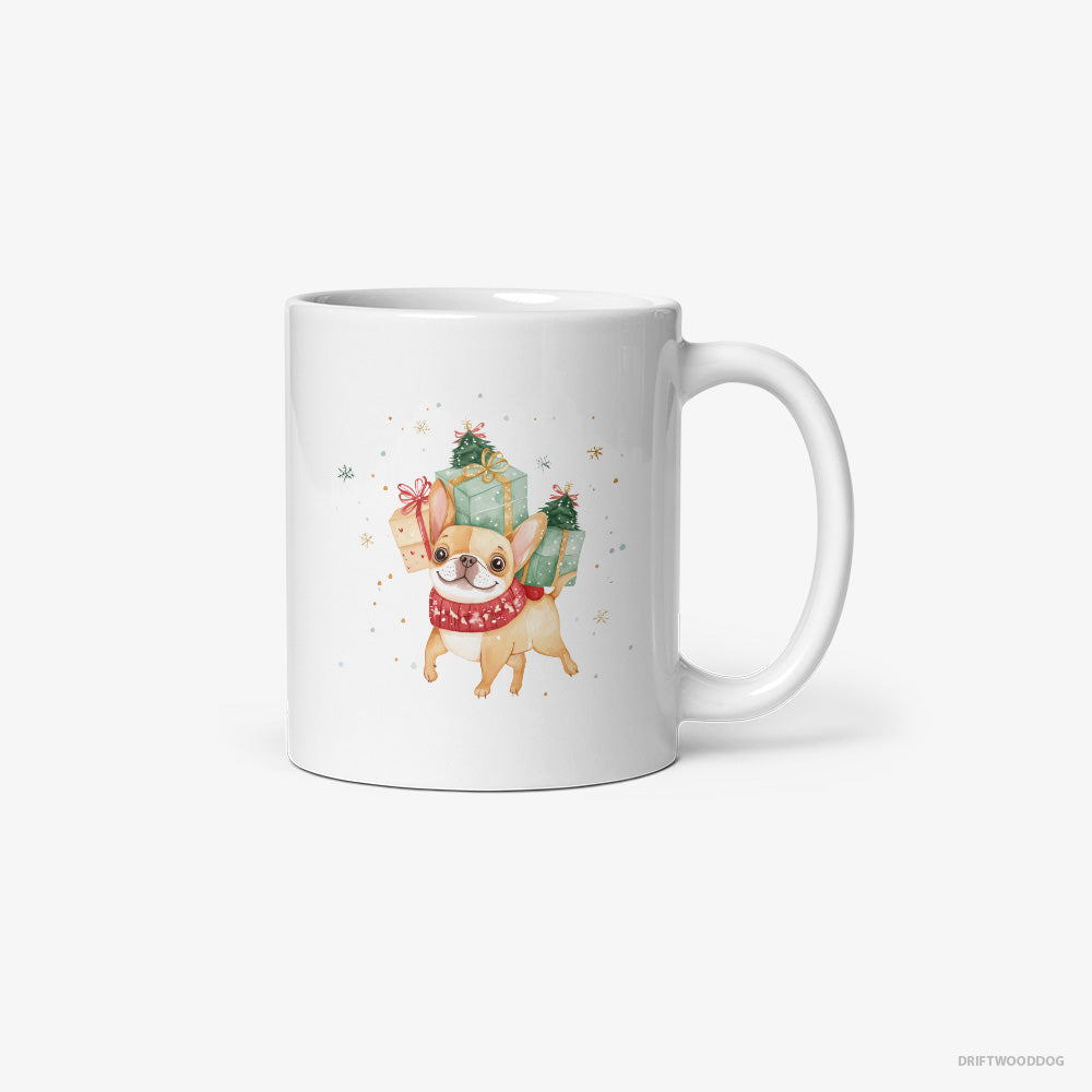 French Bulldog Sprinting with Christmas Packages Classic Mug