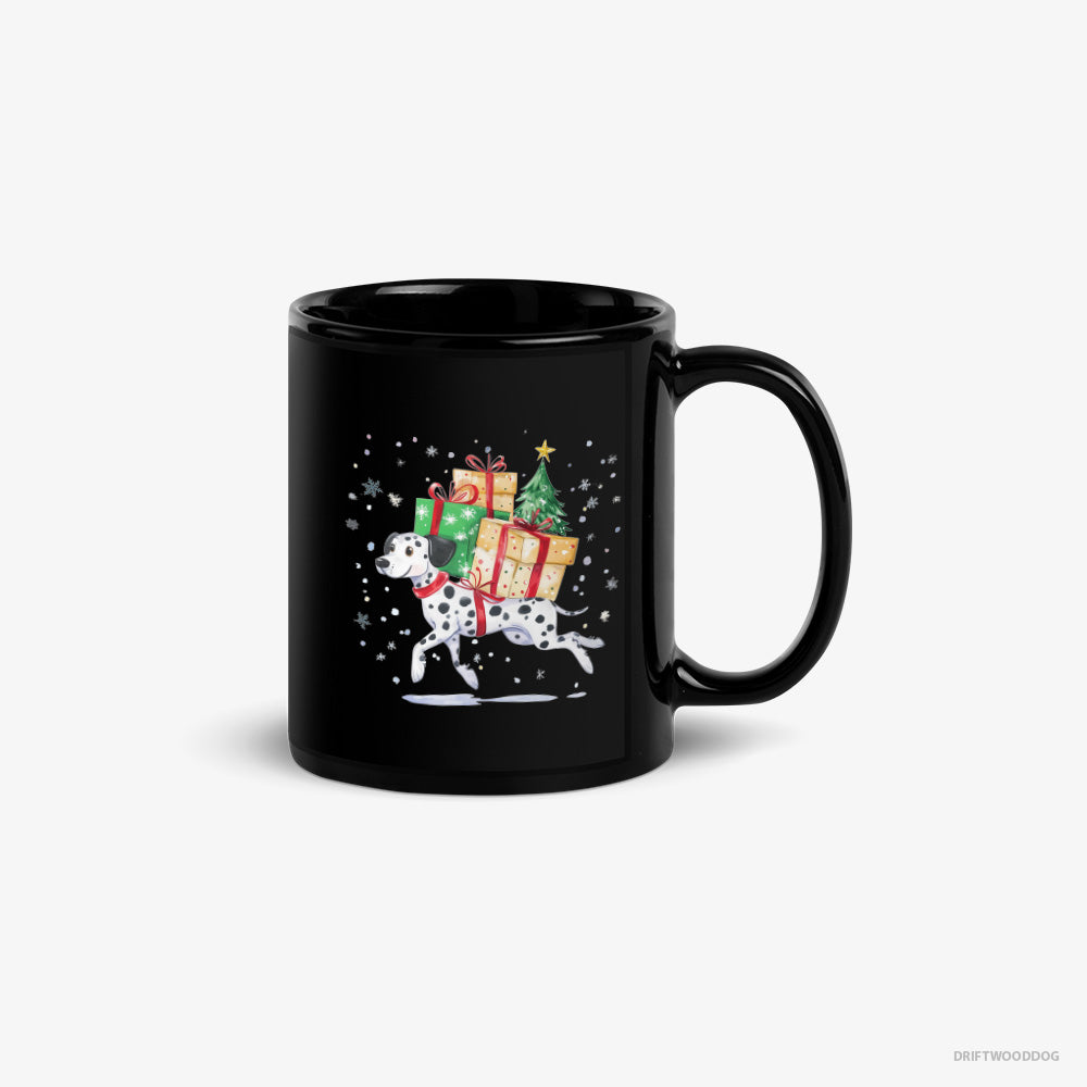 Dalmatian Hurrying to Deliver Christmas Presents – Mug Black – Classic