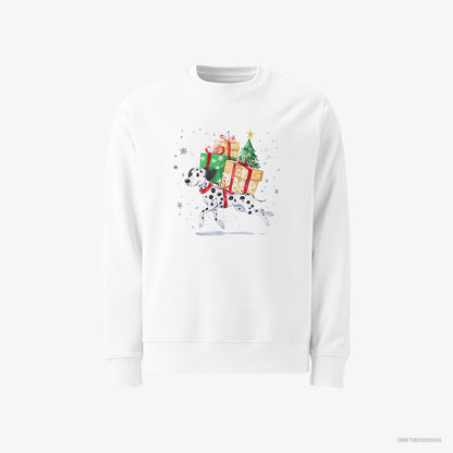 Dalmatian Hurrying to Deliver Christmas Presents White Sweatshirt