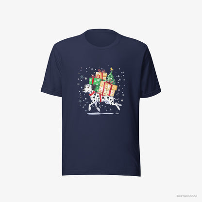 Dalmatian Hurrying to Deliver Christmas Presents Navy T-Shirt